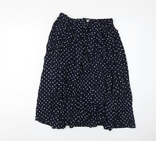 St Michael Women's Blue Polka Dot Long A-Line Skirt, Size 14