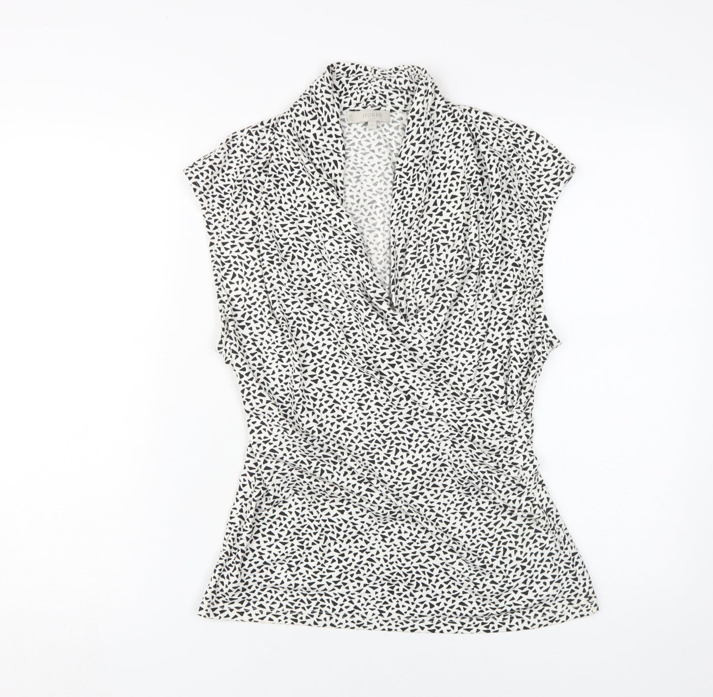 Hobbs Women's White Geometric Wrap Blouse - M
