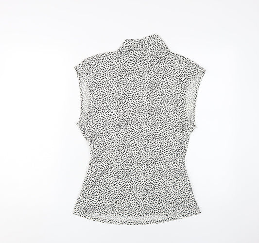 Hobbs Women's White Geometric Wrap Blouse - M