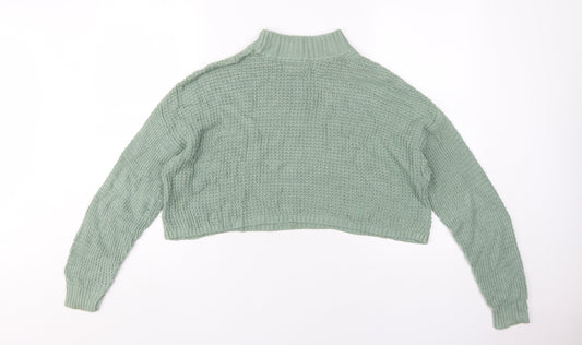 Hollister Women's Green Knit Pullover Jumper S