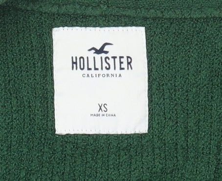 Hollister Women Green Cardigan XS V-Neck Long Sleeve