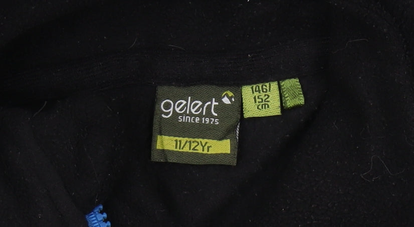 Close-up detail of Gelert boys’ black fleece jacket 11-12 years full zip