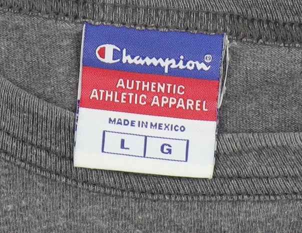 Champion Men's Grey L T-Shirt, Sports Theme, Cotton, Excellent