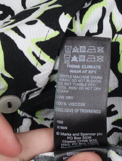 Marks and Spencer Women's Black Floral Button-Up Shirt