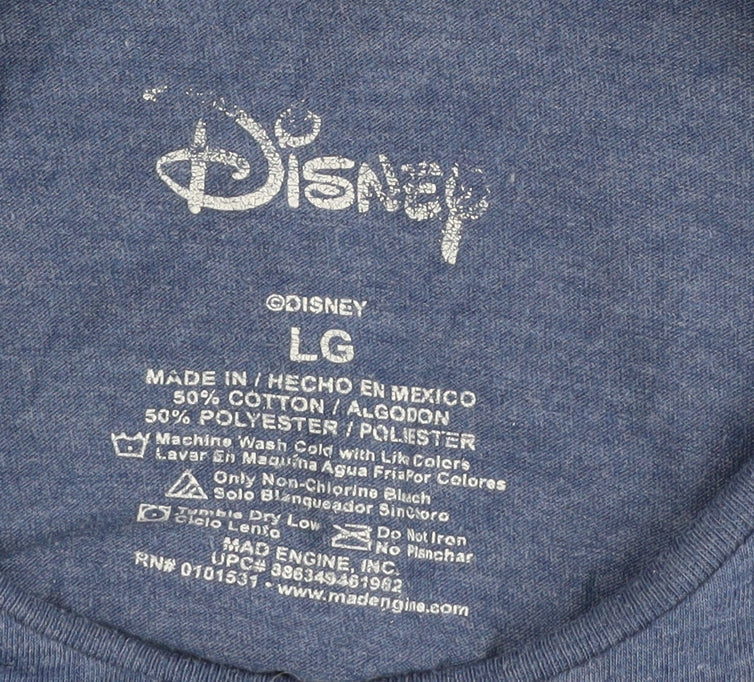 Unisex Adultss UK Size L Disney Blue Cotton Blend T-Shirt
