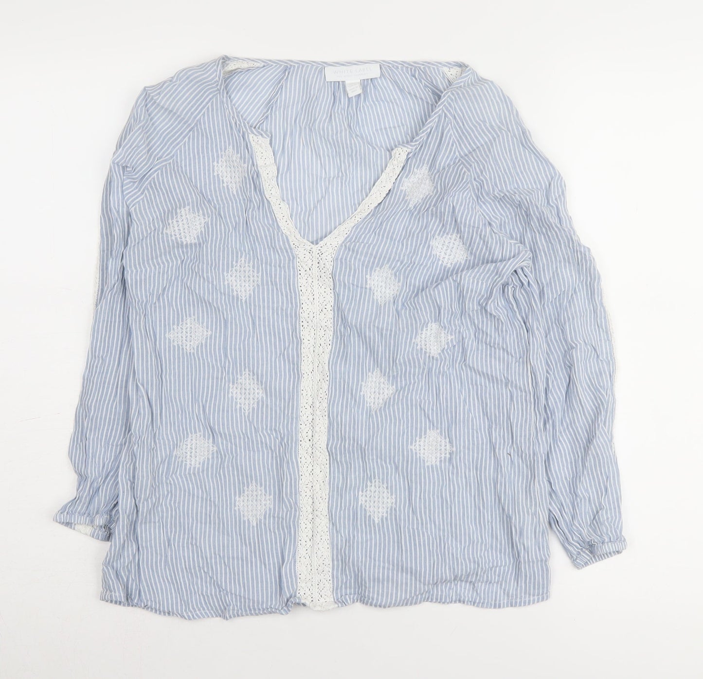 The White Company Women's Blue 8 V-Neck Blouse