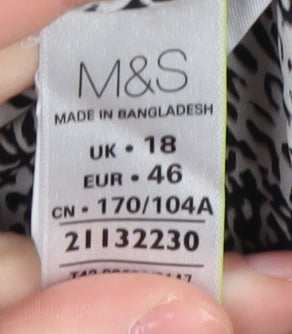 Marks and Spencer Women's Black Animal Print Blouse