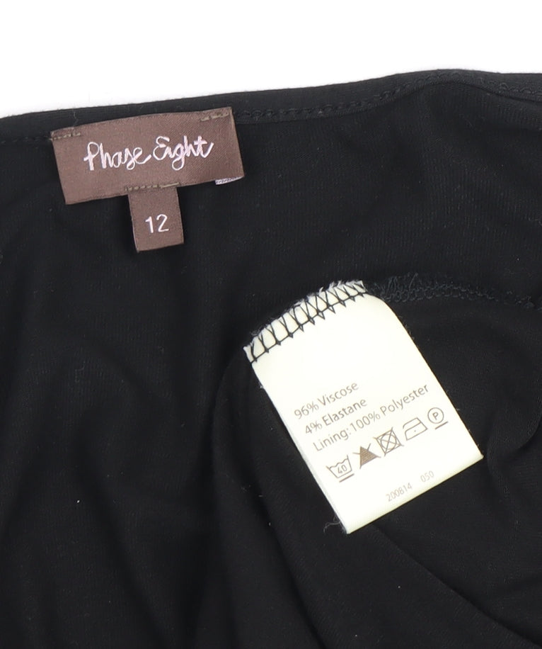 Phase Eight Black Viscose Dress Size 12 Women's