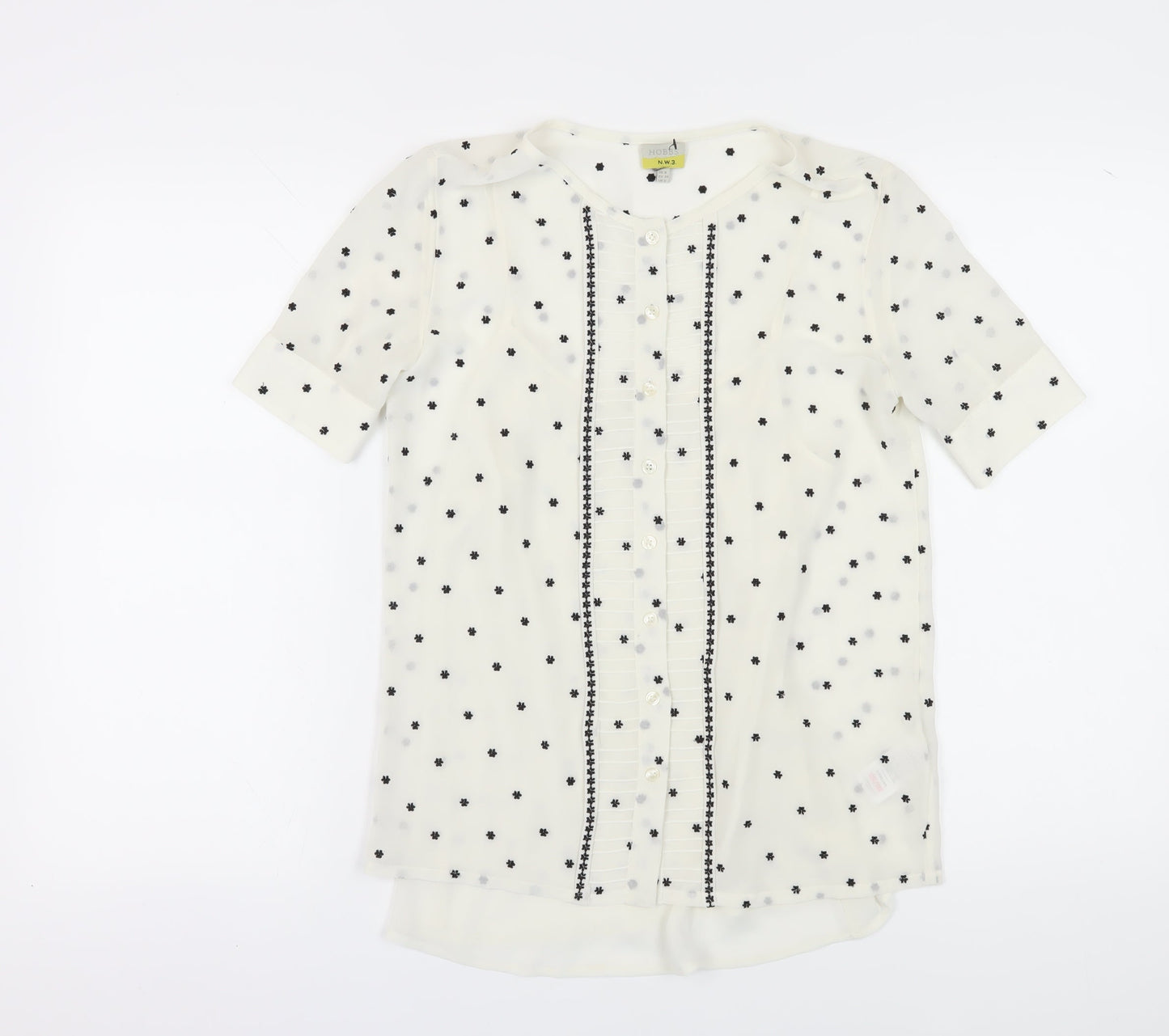 Hobbs Women's Polka Dot Blouse White Size 6