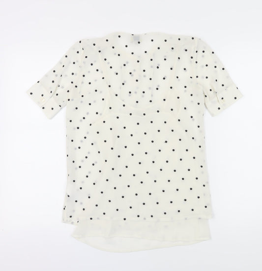 Hobbs Women's Polka Dot Blouse White Size 6