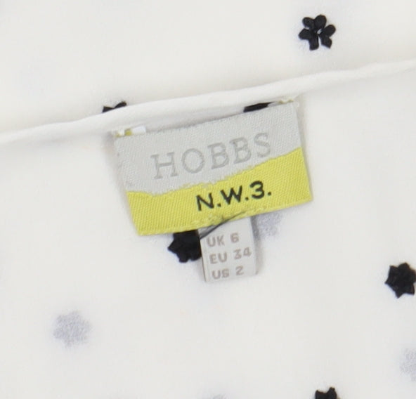 Hobbs Women's Polka Dot Blouse White Size 6