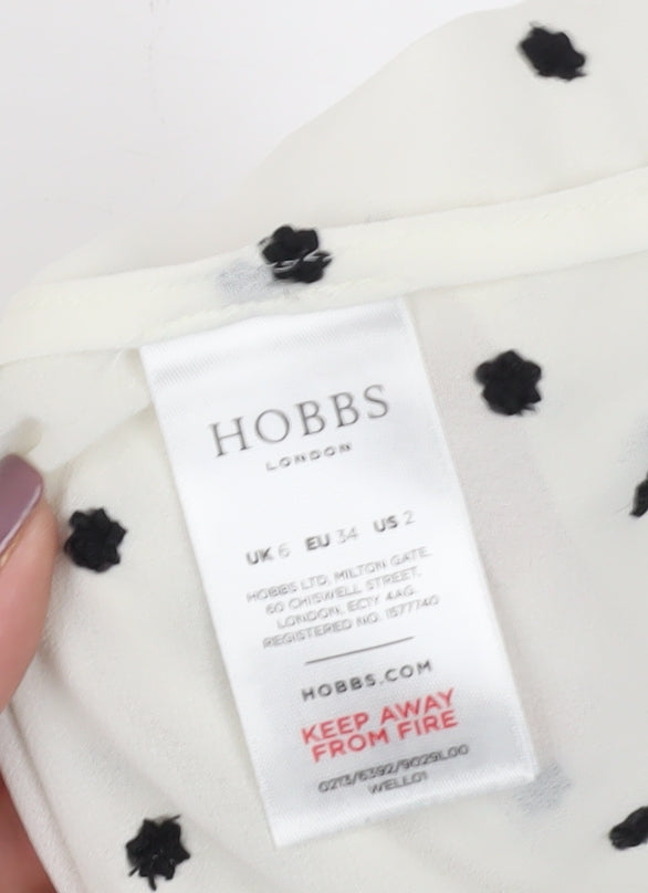 Hobbs Women's Polka Dot Blouse White Size 6