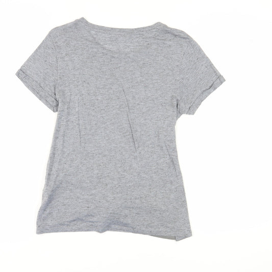 AllSaints Women’s Grey T-Shirt, Size S, Tie Front