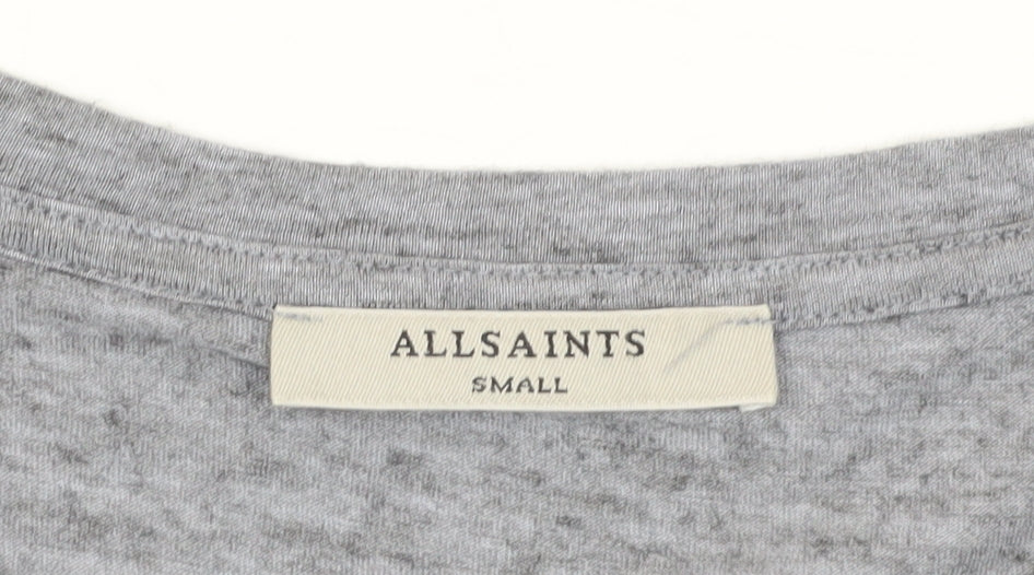AllSaints Women’s Grey T-Shirt, Size S, Tie Front