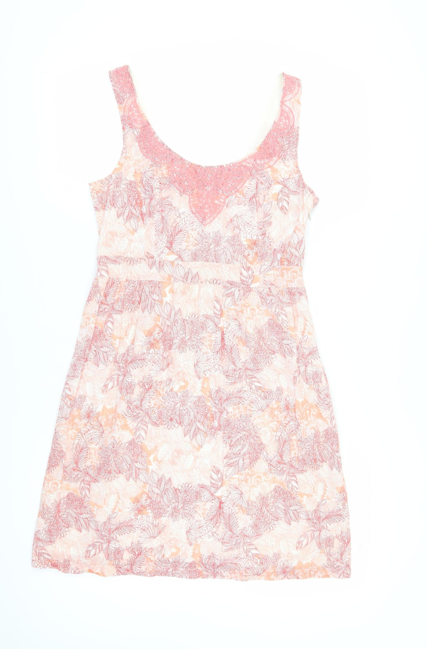 Fat Face Women's Pink Floral A-Line Dress, Size 12