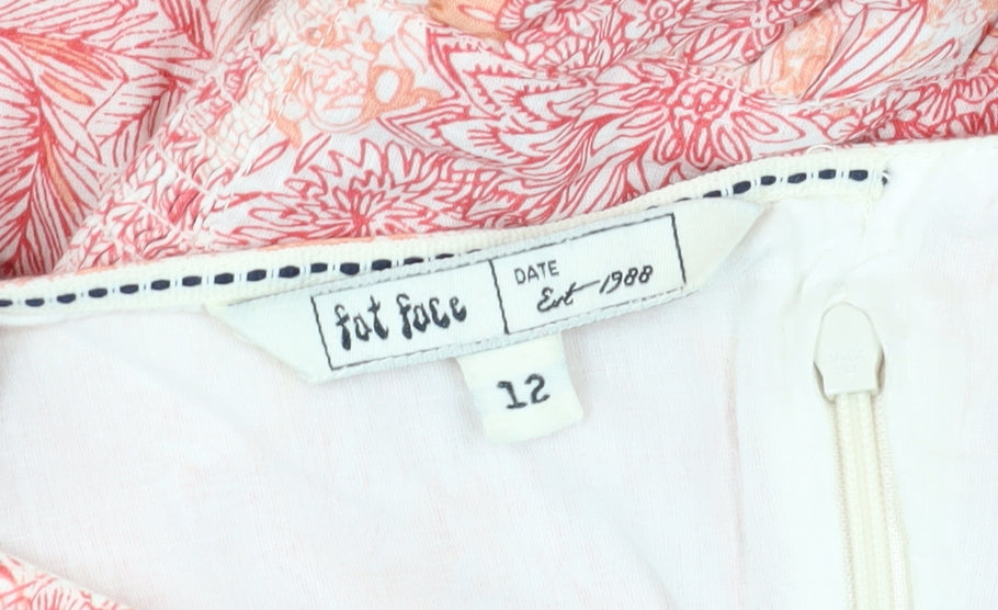 Fat Face Women's Pink Floral A-Line Dress, Size 12