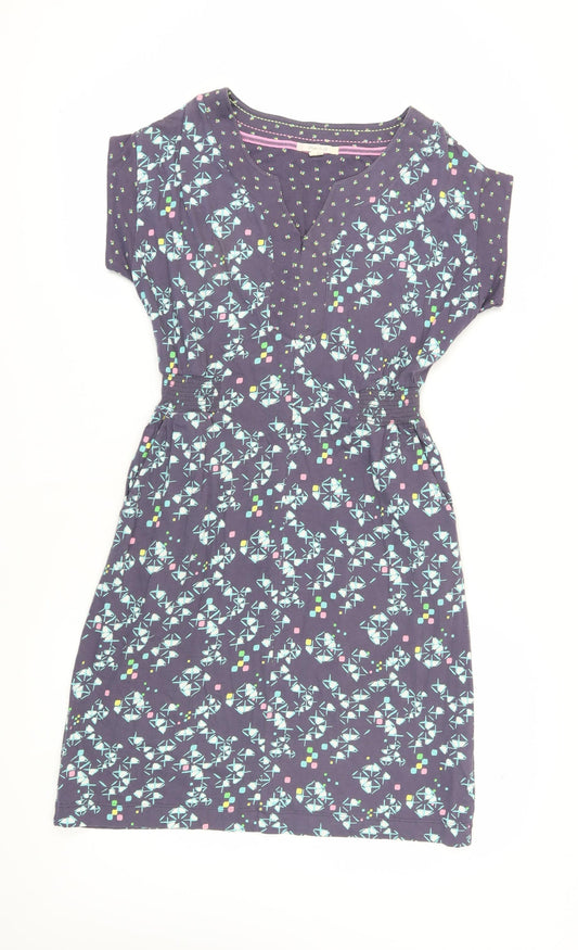 White Stuff Women's Purple Geometric Shift Dress, Size 8