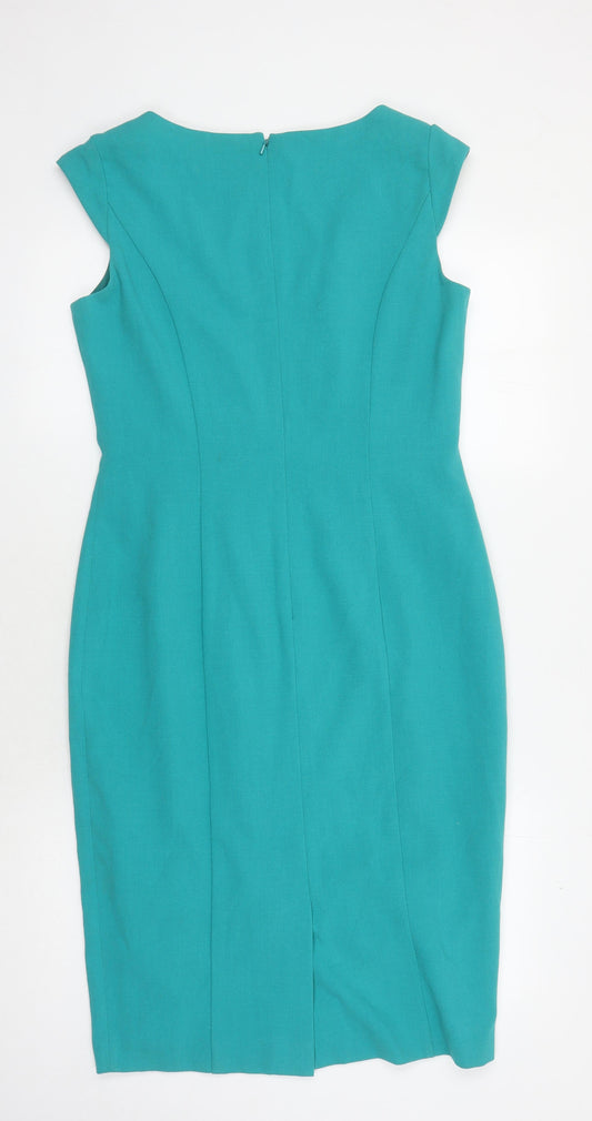 Alexon Women's Green V-Neck Sheath Dress Size 10