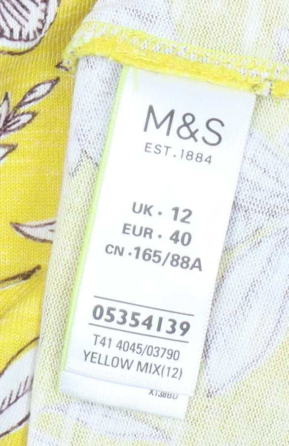 Marks and Spencer Women's Yellow Floral Tunic Size 12