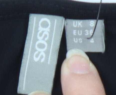 Brand and care label for ASOS Women's Black Shift Dress, size 8