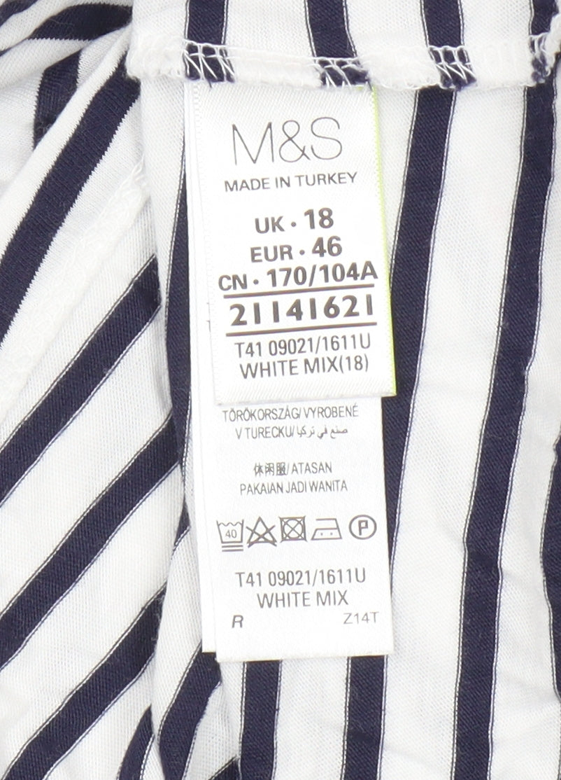 Marks and Spencer Women's Striped 3/4 Sleeve T-Shirt