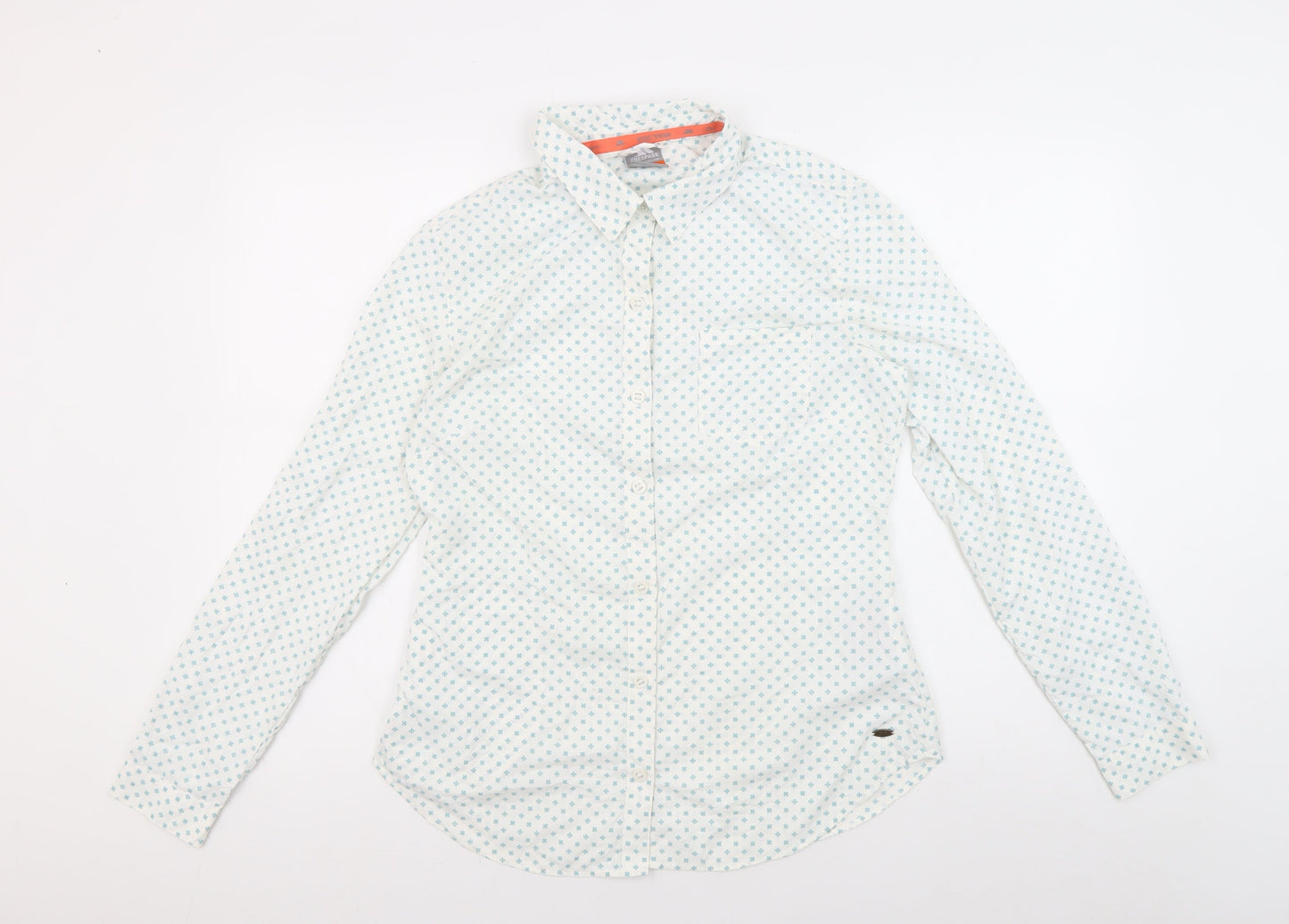 Trespass Women's White Geometric Button-Up Shirt S