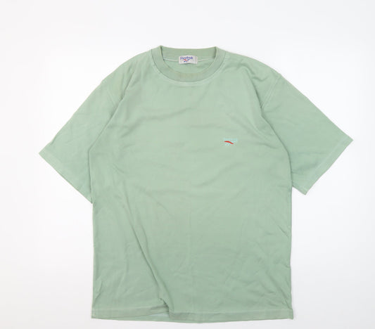 Reebok Men's Green Cotton T-Shirt, Size L, Crew Neck
