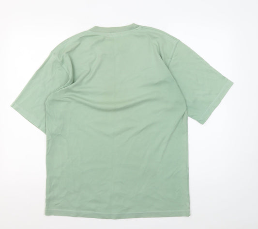 Reebok Men's Green Cotton T-Shirt, Size L, Crew Neck