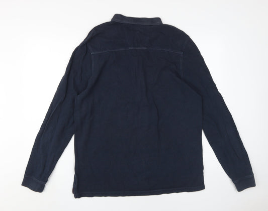 Racing Green Men's Blue Long Sleeve Polo Shirt L