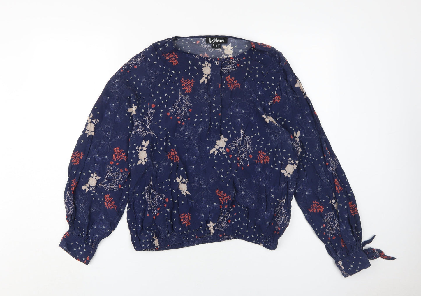 Rdalamal Women's Blue Floral Tunic Blouse Size 10