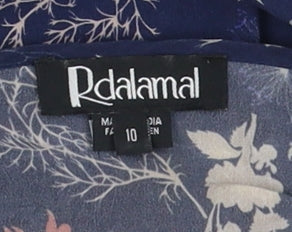 Rdalamal Women's Blue Floral Tunic Blouse Size 10