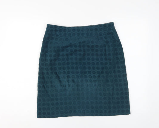 White Stuff Women's Blue Geometric Pencil Skirt Size 10