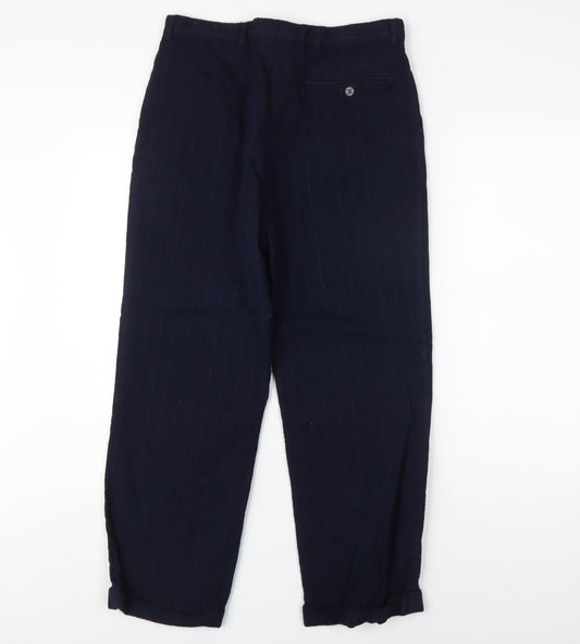 Jaeger Men's Blue Wool Pleated Trousers 48R