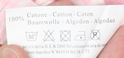 Brand and care label for Pierre Cardin girls’ pink t-shirt 3-6 months cartoon floral top