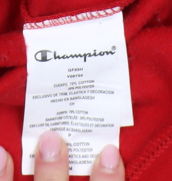 Champion Men's Red Pullover Hoodie M - Logo Graphic