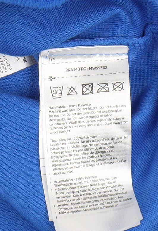 Brand and care label for Regatta boys’ blue fleece 1/4 zip sweatshirt 9-10 years