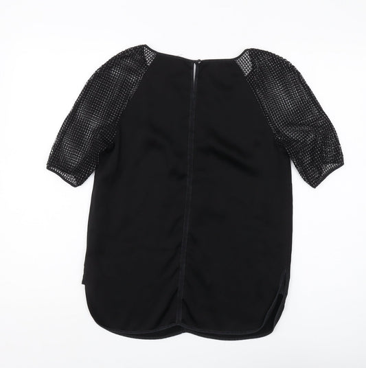 Reiss Women's Black Short Sleeve Blouse Size 8