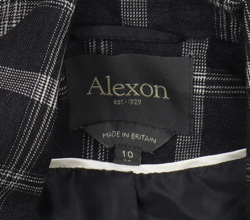 Alexon Women's Black Plaid Blazer Size 10 Classic Vintage