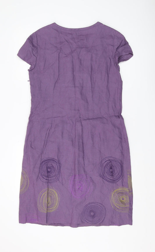 Boden Women’s Purple Shift Dress - Size 12, Linen, Casual