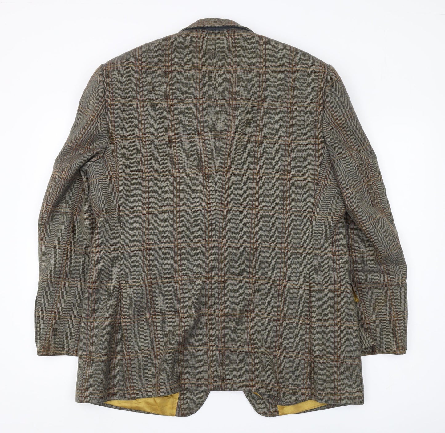 Magee Men's Grey 42S Check Blazer - Wool, Notch Lapel