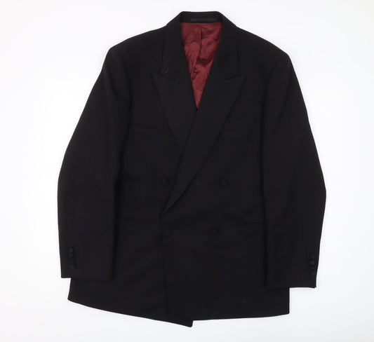Moss Bros Men's Black Double-Breasted Blazer, 42R