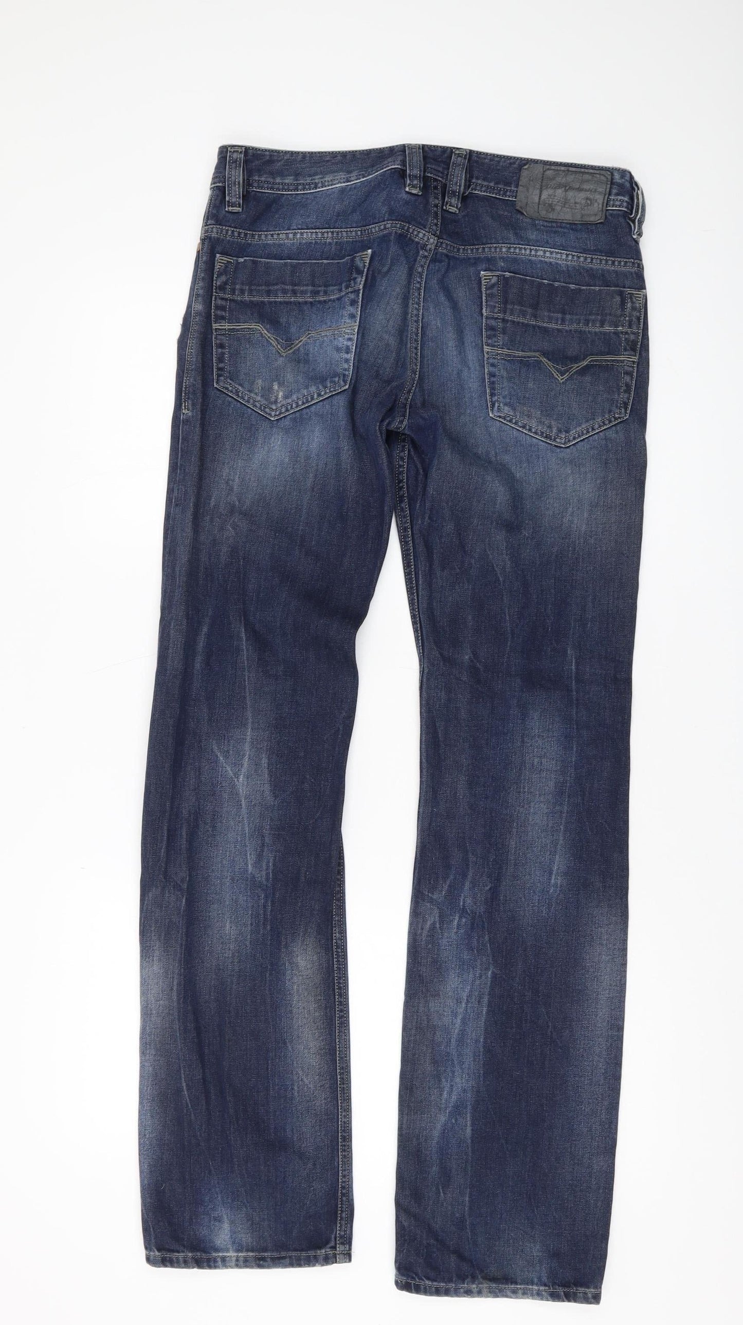 Diesel Men's Blue Straight Jeans Size 32 Distressed