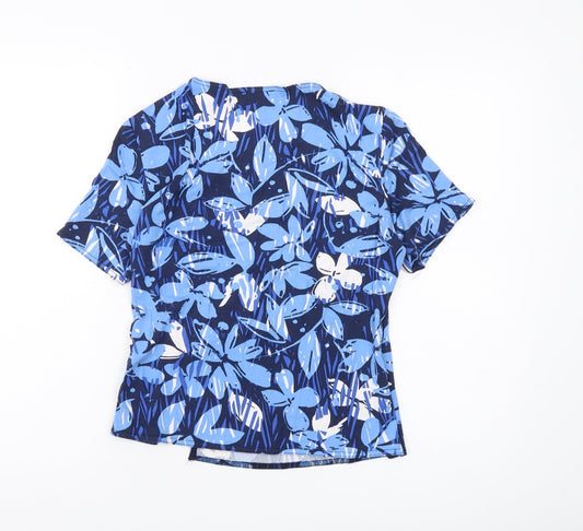 Eastex Women's Blue Floral Wrap Blouse - Size 10