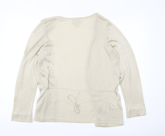 Womens UK L Regular Laura Ashley Beige Cardigan Open-Knit
