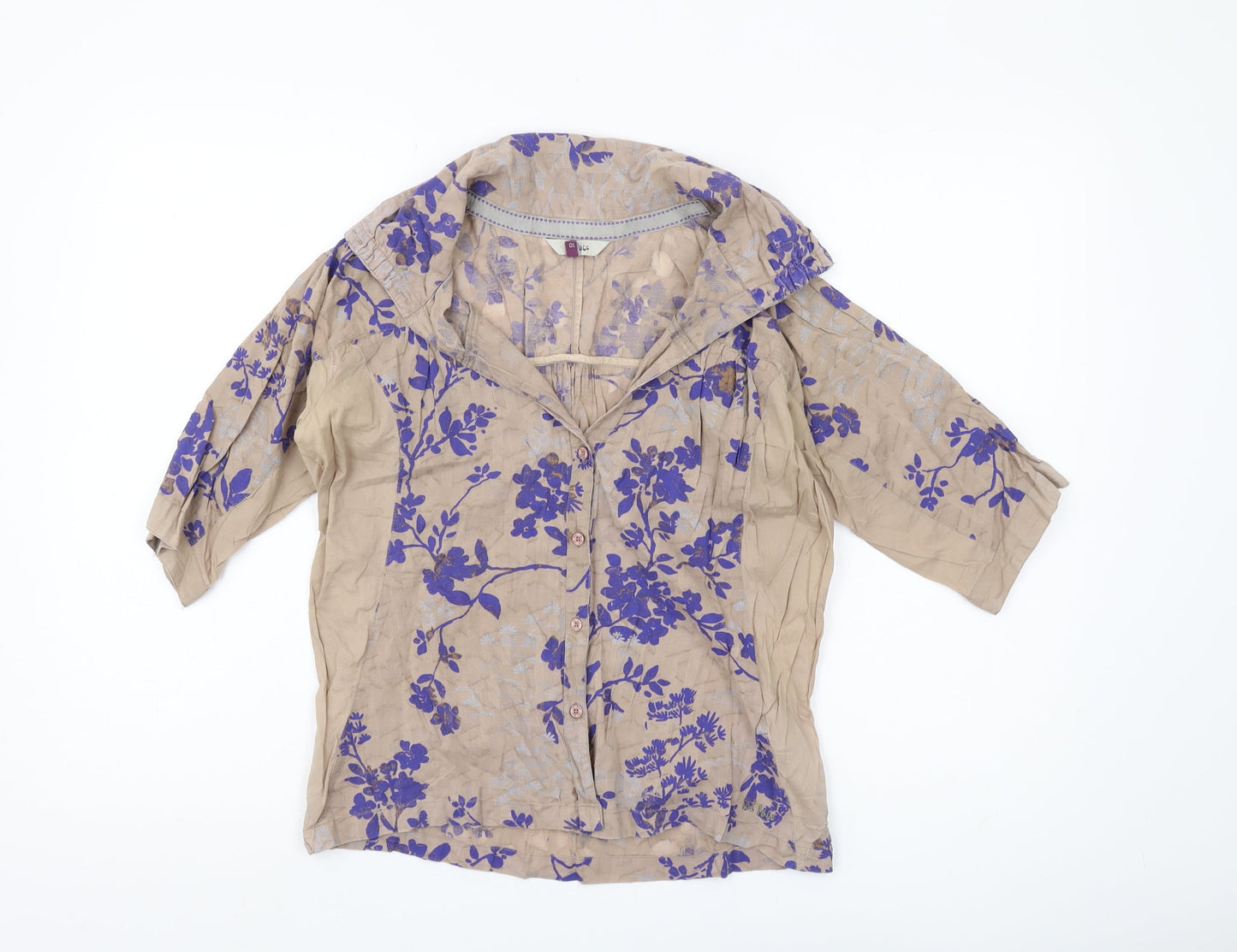 Fat Face Women Beige Floral Blouse Tunic Size 10