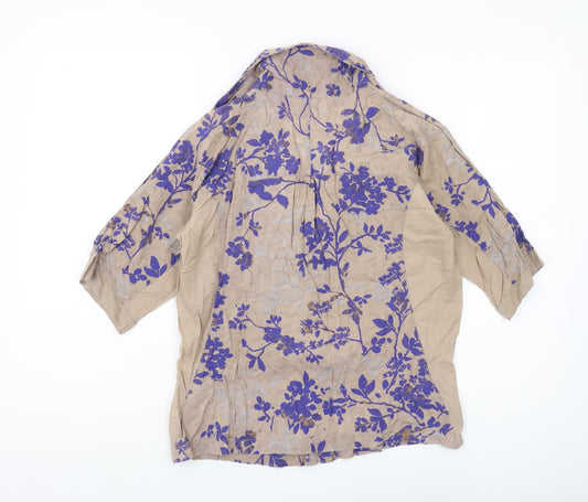 Fat Face Women Beige Floral Blouse Tunic Size 10