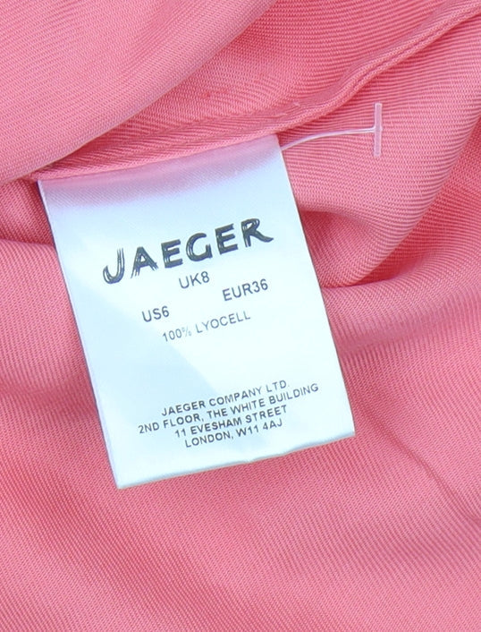 Jaeger Women's Pink V-Neck Short Sleeve Blouse - Size 8