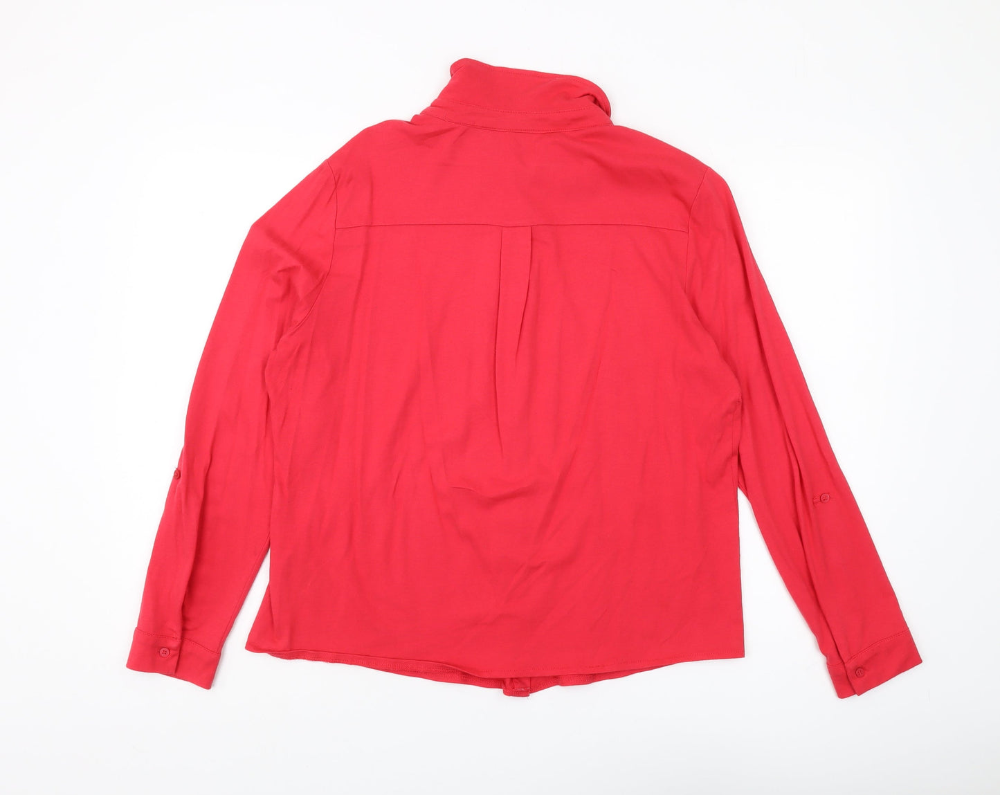 Woolovers Women's Red Collared Long Sleeve Blouse