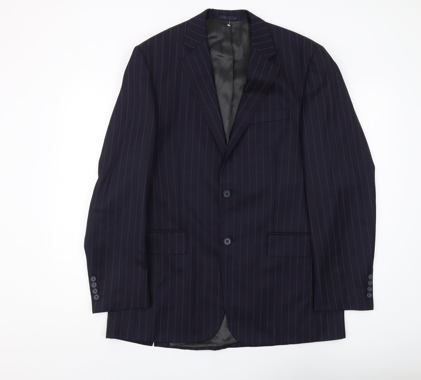 Austin Reed Men's Blue Striped Blazer, 40L, Wool-Cashmere