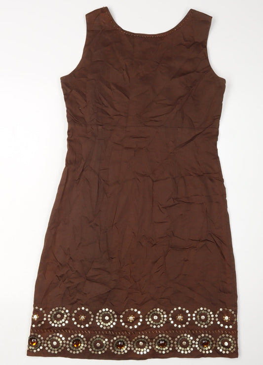 Boden Women's Brown Sequin Sheath Dress Size 12